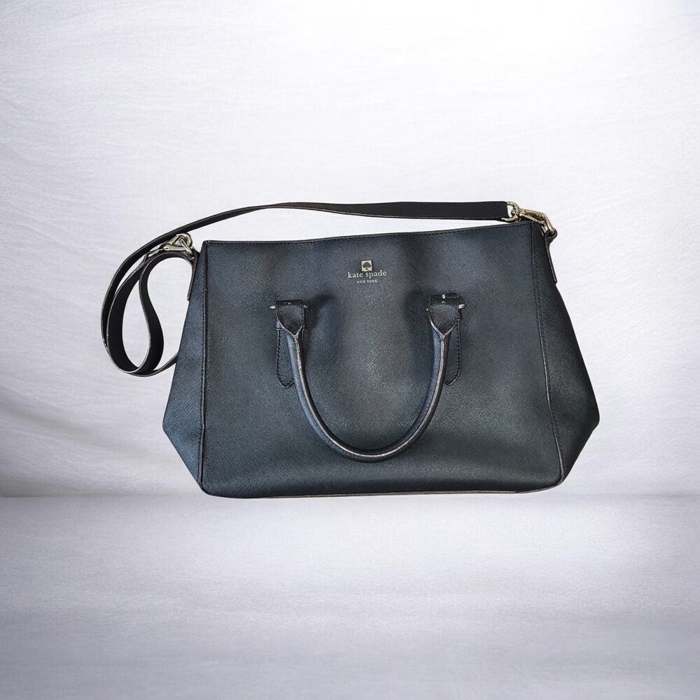 Kate Spade Cove St Provence Satchel Black Leather Purse Luxe Designer Classic